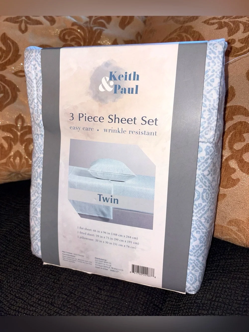 Keith & Paul White & Blue 3 Piece Bedding Sheet Set